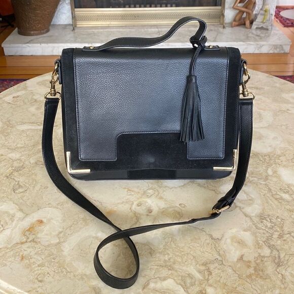 Vince Camuto Black Leather Satchel Shoulder Bag - Picture 1 of 15